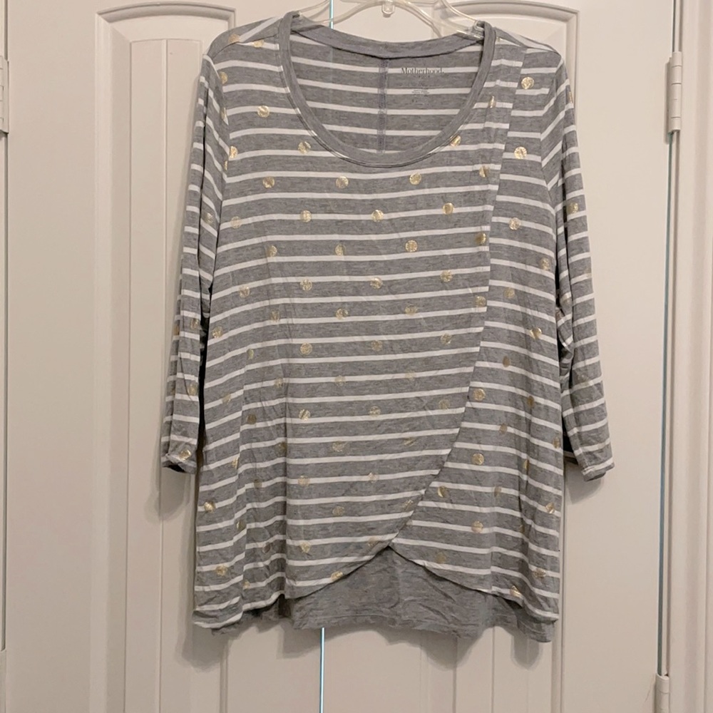 Motherhood maternity nursing, grey polka dots, L